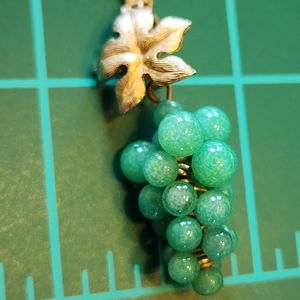 Vintage Grape Cluster Necklace and Clip On Earring set